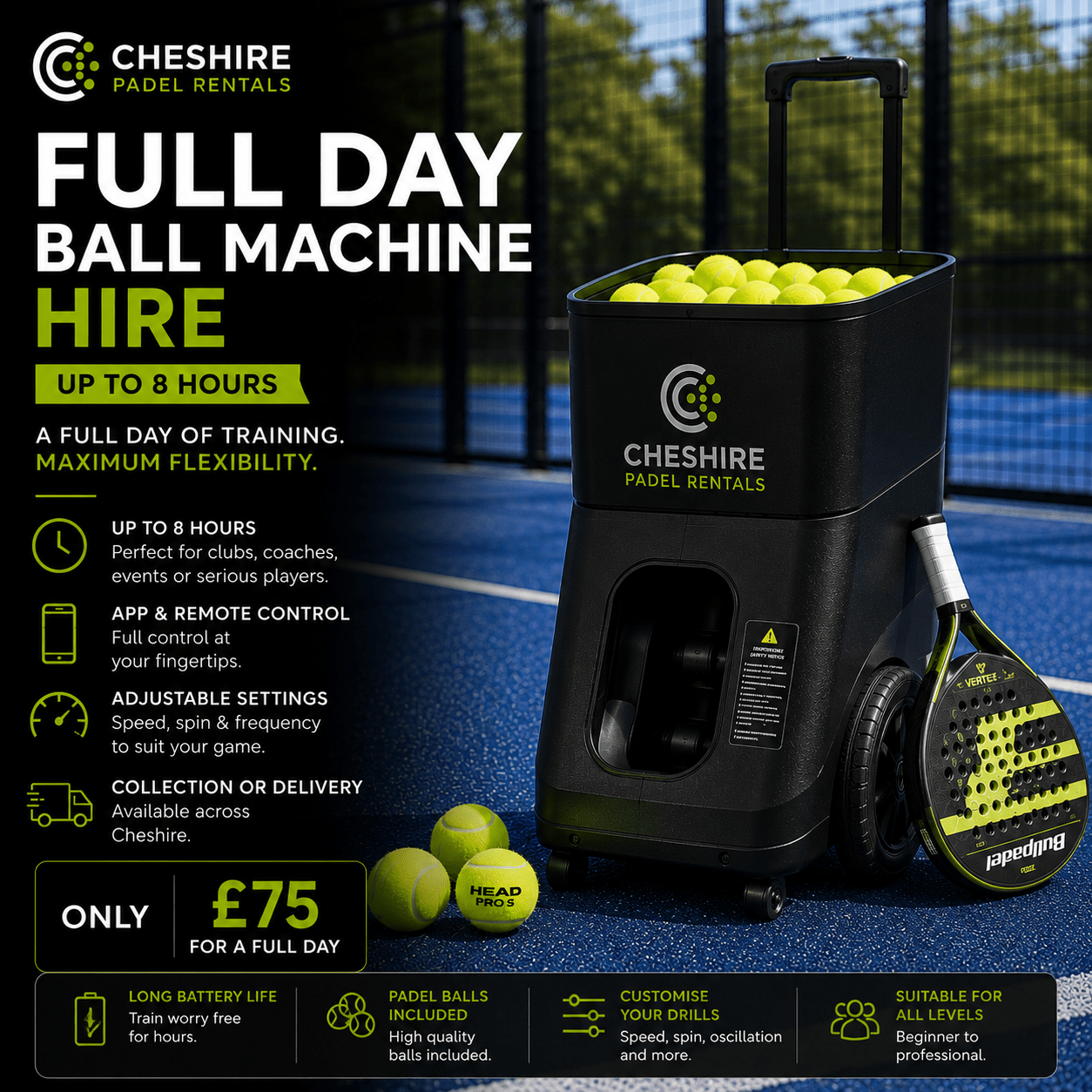 Weekend Ball Machine Hire - Cheshire Padel Rentals